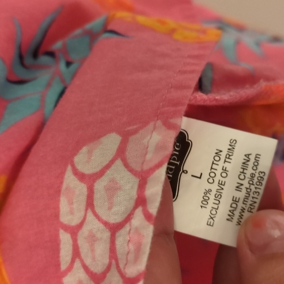 Mudpie Pineapple Pink Vibrant Colors print tunic Cover Up Mini Beachy Pool dress - Picture 6 of 9